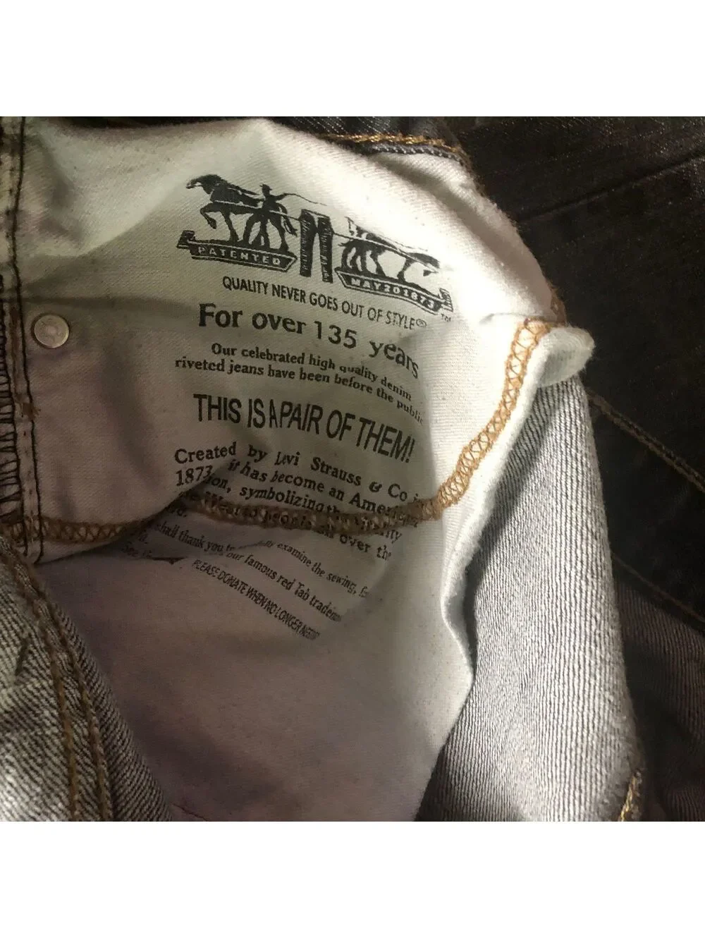 Levi's Dark Gray/Black Denim Jeans Straight Fit 40 x 32